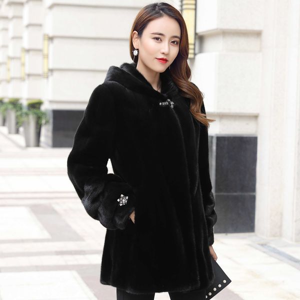 

2019the newstyle mink coat for women, Black