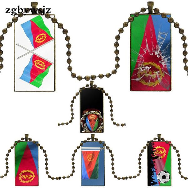 

for women girls brand steel color jewelry fashion statement necklace glass necklaces pendants flag of eritrea, Silver