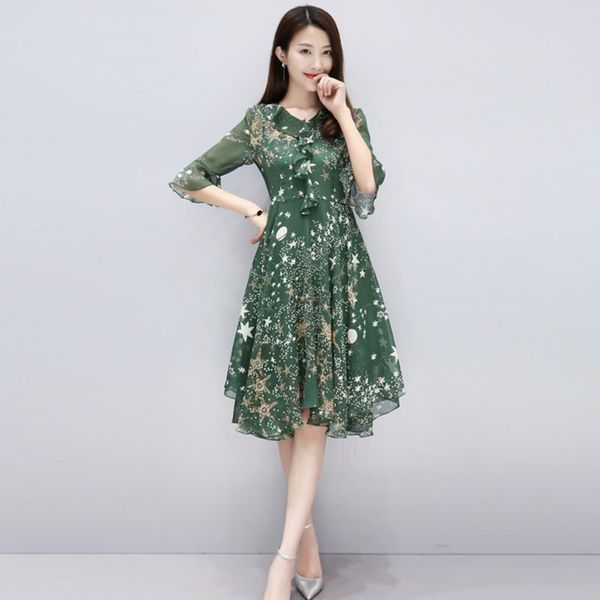 

women summer dress v collar sleeveless chiffon dresses floral print a-line dress vestidos slim waist, Black;gray