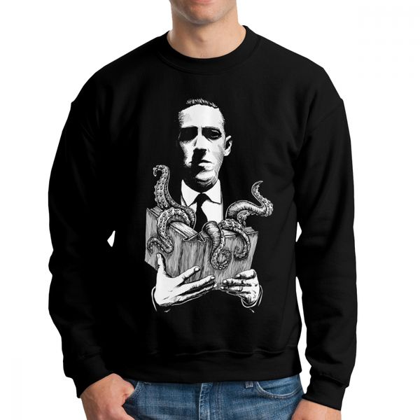 

cthulhu men hoodies long sleeve popular cotton pullovers, Black
