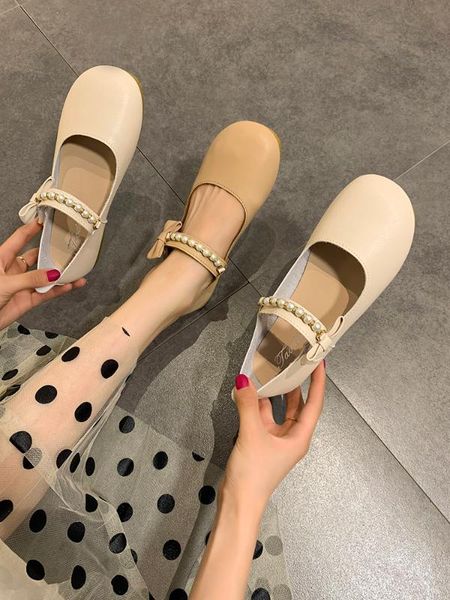 

casual woman shoe women's leather shoes comfort round toe ballet flats female footwear modis elegant pearl decorateion elegant, Black