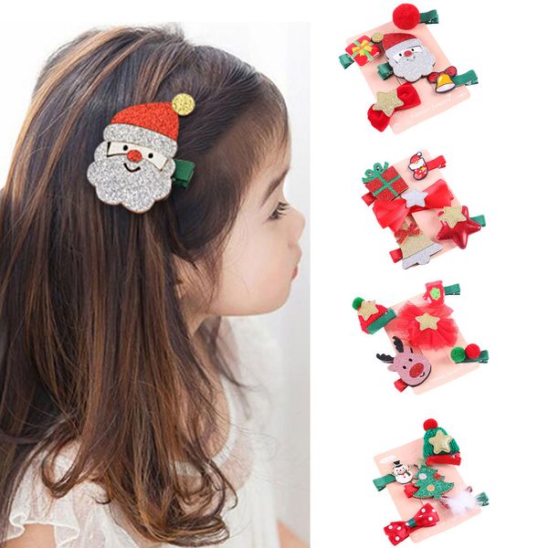 

new arrival kids infant baby girl hair accessories christmas bow cartoon hairclip hairpin set barrettes opaska dla dziewczynki, Slivery;white