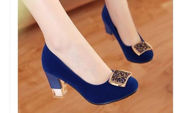 

women's shoes in spring and autumn high coarse heel round head suede @314, Black