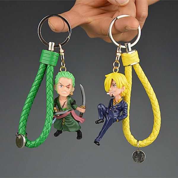 

1pcs one piece zoro vinsmoke model action figure key chain pvc ornamnet keyring toys keychain keyholder gifts cute, Silver