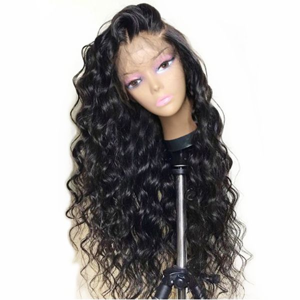 

Натуральный волосяный покров глубокая свободная волна черный парик Pre Plucked With Baby H