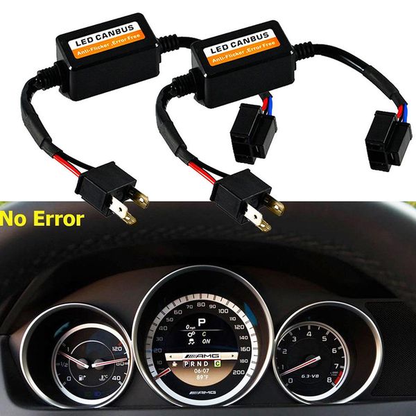 

2pcs h4 led headlight canbus error anti flicker resistor canceller decoder
