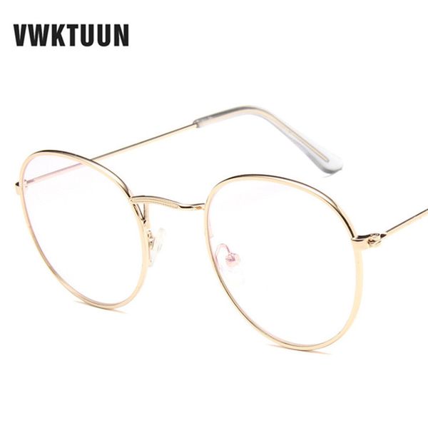 

vwktuun myopia eyeglasses frame women eye glasses frame men vintage round glasses frames students plain fake, Black