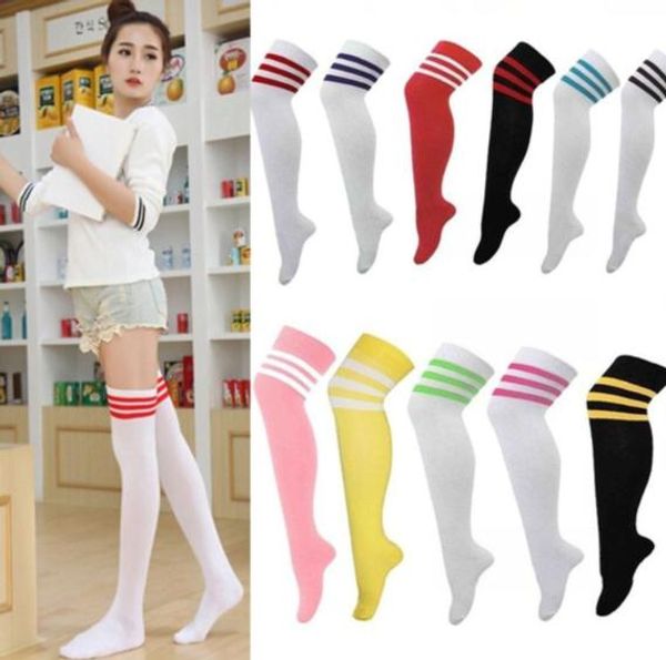 

women 's men sports football soccer stripe long socks over knee high socks baseball, Black;white