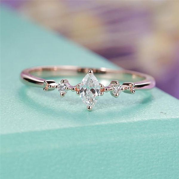 

marquise cut engagement ring for women three stone cluster bridal rings wedding jewelry dainty female finger ring, Slivery;golden