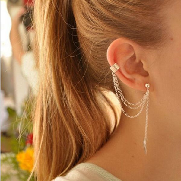 

metal leaf tassel earrings female dress ball elegant atmosphere fashion earrings, Golden
