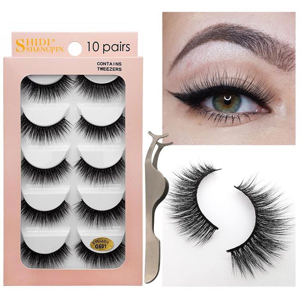 Le kit de faux cils en cheveux de vison 3D contient des pincettes faites à la main, longs cils doux et naturels réutilisables