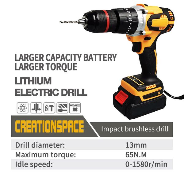 

brushless motor electric drill large capacity battery large torque 2a
