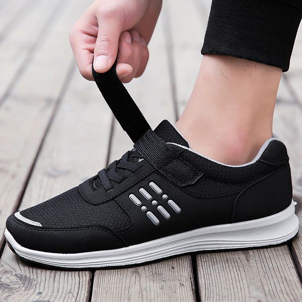 

women casual shoes patchwork shallow hook & loop wedge sneakers for woman breathable comfortable female sneakers, Black