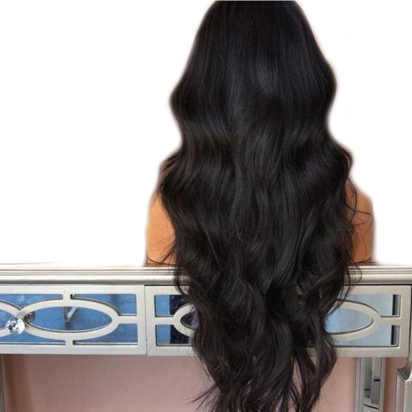 

250% density lace front human hair wigs with baby hair brazilian lace front wigs bleached knots body wave wigs ing, Black