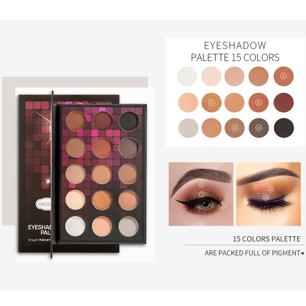 

15 color professional eyeshadow palette waterproof pearl glitter eye shadow palette shimmer eyeshadow cosmetic makeup l58