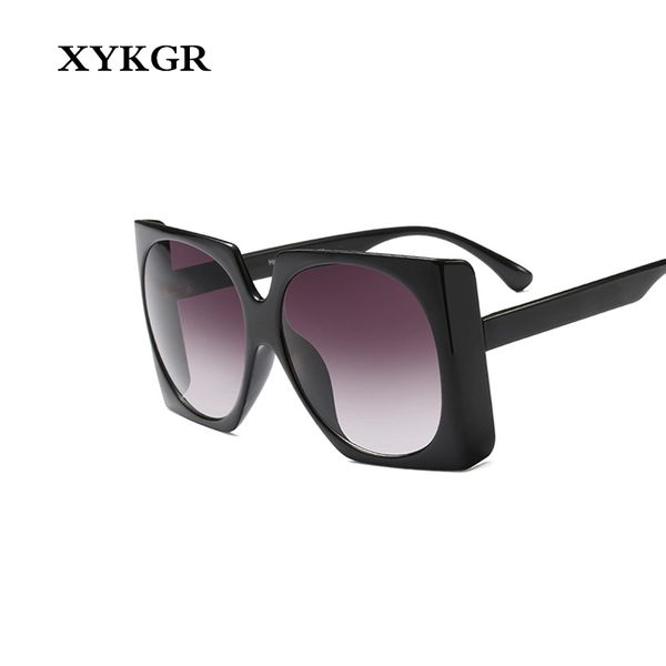 

xykgr new ladies sunglasses men and women brand trend big box square sunglasses gradient black frame uv400, White;black