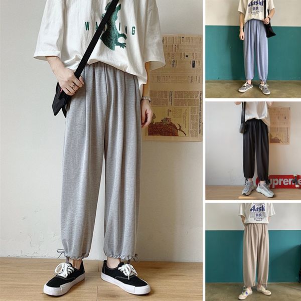 

men's trousers fall 2019 summer fashion comfortable drape haren pants long pants loose casual personality youth men's wear, Black