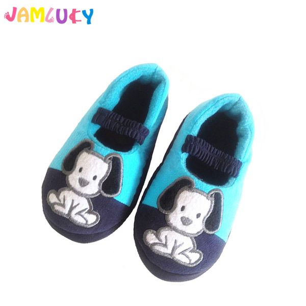 

boys slippers kids shoes cartoon dogs elastic band pink flat children slippers home bedroom girl winter childre cotton, Black;grey