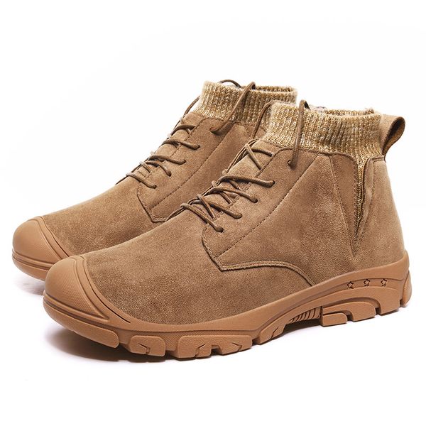 

men winter boots genuine leather winter men warm snow boots fur waterproof ankle outdoor work, Black