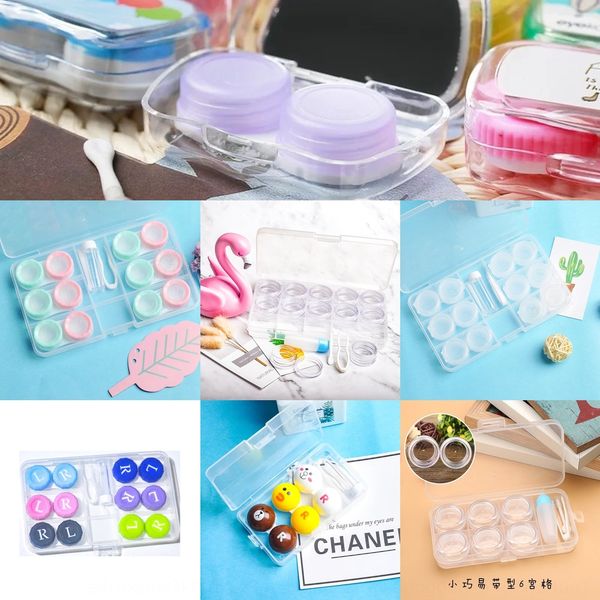 

wjx6b invisible companion contact lenses case glasses case storage glasses storage box three-piece portable multi-pair 6-pair pack 12-plus p