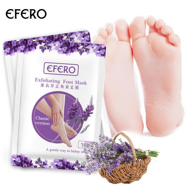 

efero 2pair=4pcs lavender exfoliating foot peeling mask for legs socks for pedicure feet care cream remove dead skin foot mask