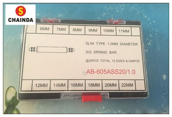 

1 set 1.0mm diameter slim type s/s spring bar for watch repair from 6mm to 22mm