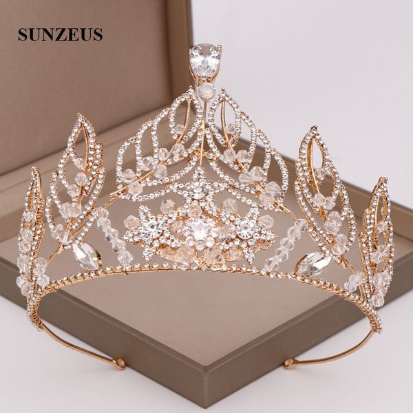 

gold bridal crowns with crystals princess wedding party tiaras 2020 new women head accessories fress shipping sq442