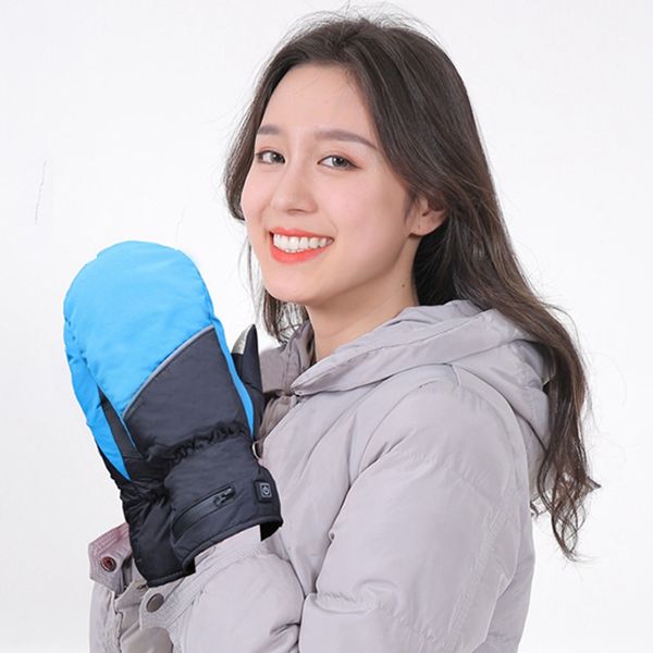 

women electric heating gloves rechargeable insulated press screen heated gloves for winter hand warmer ski us plug