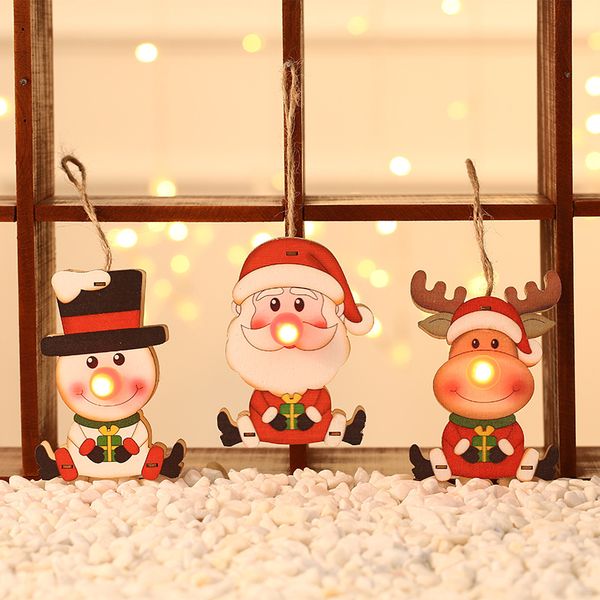 Led Lighted Christmas Hanging Decorations Wooden Christmas Tree