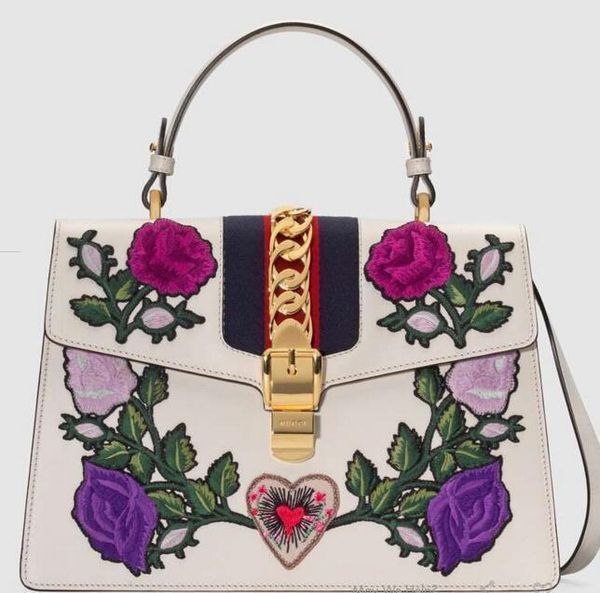 

сильви вышитые medium top handle bag 431665 женщины мода шоу плечо сумки totes сумки top ручки cross body посланника сумки