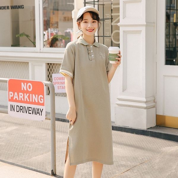 

2019 ся чжунчан фонд фонд с коротким рукавом t жалость платье женщина поло lead легкая студенческая юбка, White;black