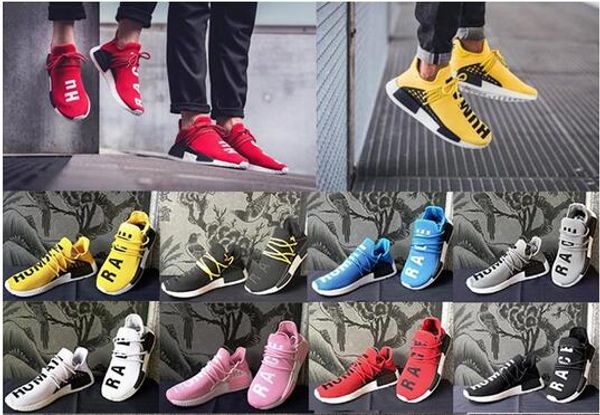 

human race hu trail running shoes 2019 wholesale mens women pharrell williams yellow noble ink core black red outdoors shoe big euro 36-47