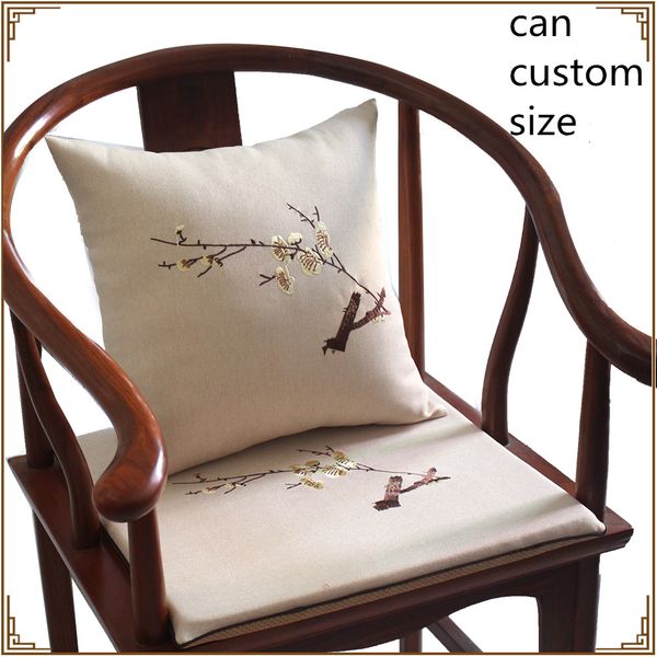

embroidery new chinese plum blossom seat cushion dining chair armchair anti-slip pads cotton linen cushion seats sofa mats