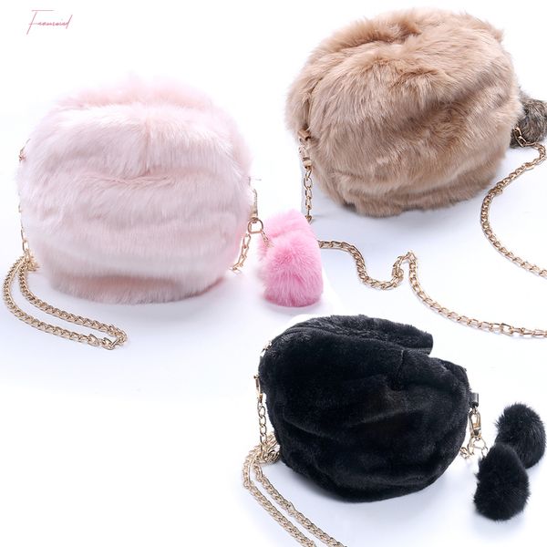 

fashion women bag zipper round crossbody bag plush messenger bag ladies cute roll shoulder 8 colors to choose