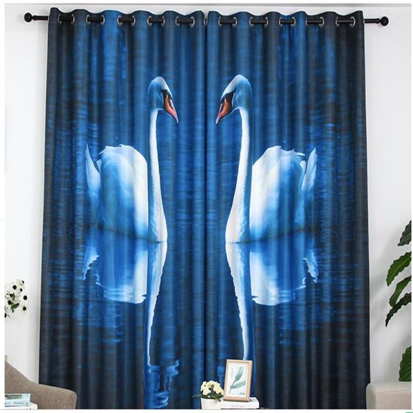 

3d шторы синий лебедь комната утолщение плотный занавес детские животные шторы