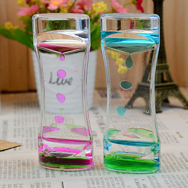 

color random floating mix illusion timer liquid motion visual slim liquid oil glass acrylic hourglass timer clock ornament desk