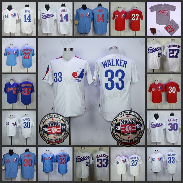 

Montreal expo 1982 white jer ey 27 vladimir guerrero 30 tim raine 14 pete ro e 33 larry walker men 039 retro blue white red jer ey