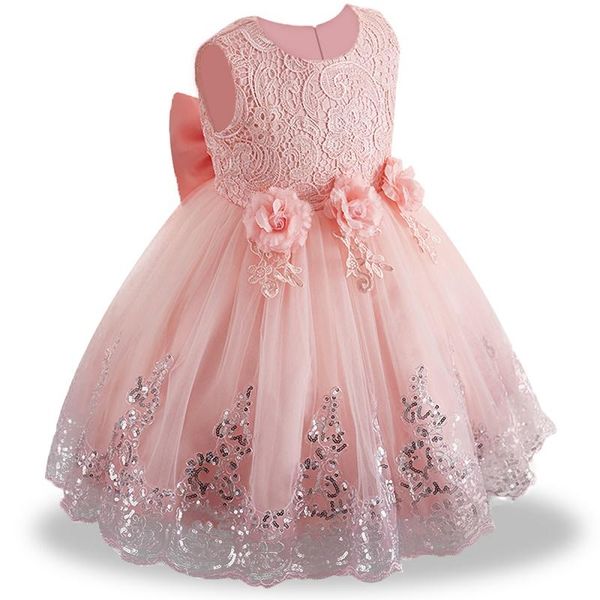 

2019 summer infant baby girl dress lace white baptism dresses for girls 1st year birthday party wedding baby clothing, Red;yellow