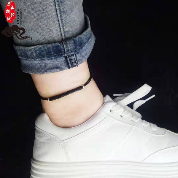 

big rat natal opening transhipment red string mens and womens anklet jiao sheng sterling silver amulet evil diamond knot bracelet hand rope, Red;blue