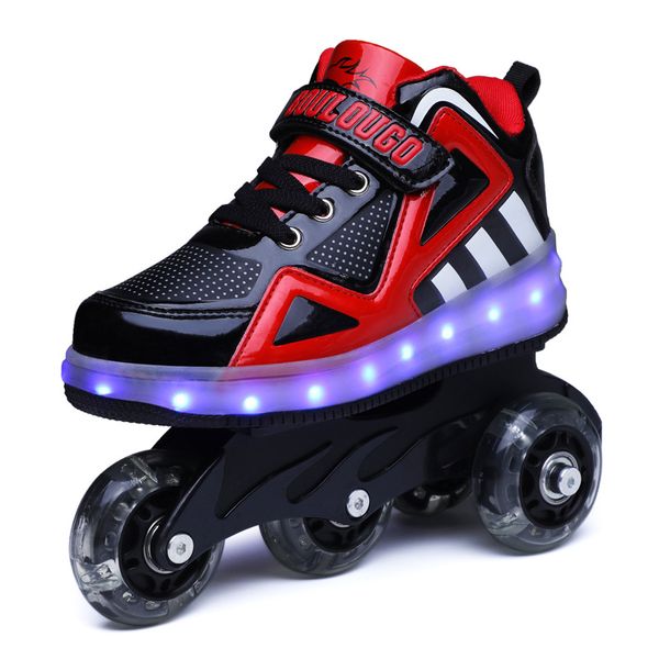 

heelys skates for women and kids two-wheeled pulley skating flashing led lights shoes four-wheeled train skate shoes size 29-40
