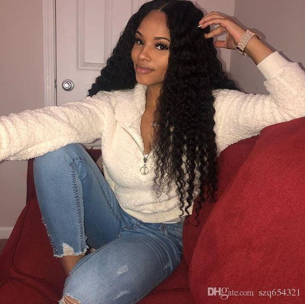 

deep wave wigs malaysia deep wave lace frontal wig 13x4 lace closure 100% human hair lace front wigs, Black