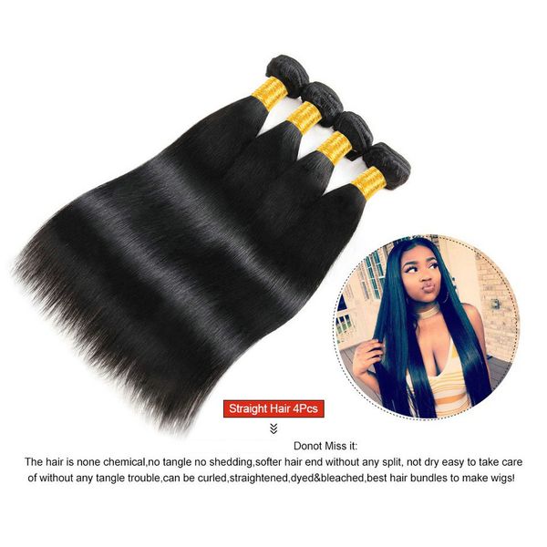 Peruvian Human Hair Bundles Straight Weave 4 Bundles 100 Remy