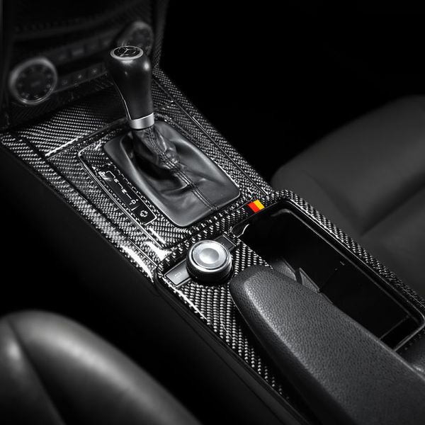 Modanatura decorazione interni auto Adesivi per decalcomanie pannello di controllo centrale in fibra di carbonio per accessori mercedes w204 classe C 07-13