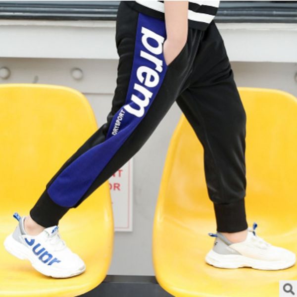 

children's sports pant new 2019 spring and autumn boys active and leisure trousers 2 patchwork colors boys pant size6-14 ly443, Blue