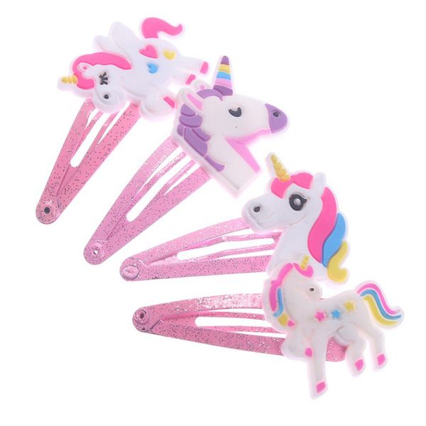 

4 шт. единорог заколки для волос для детей дети заколка для волос заколка краба коготь заколки аксессуары для девочек партия головные уборы, Slivery;white