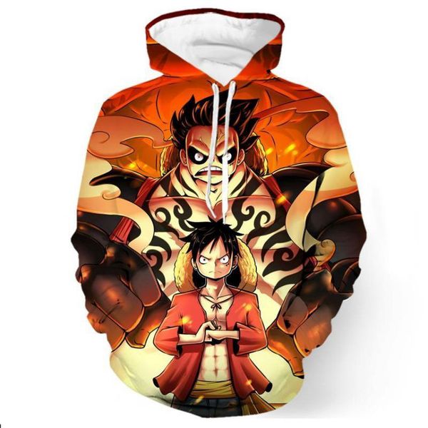

one piece hoodie men anime hoodies 3d print male sweatshirt hip hop pullover hooded jumper mens clothing boys gift jacket s-5xl, Black