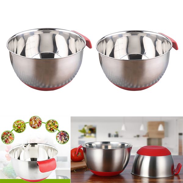 

2pcs mixing bowls with handle stainless steel serving food container