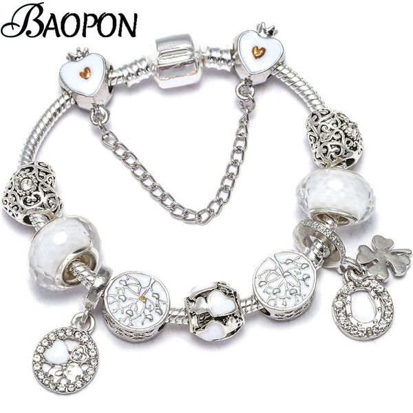 

new design love heart beads charm bracelets for women with plant series pendant fits fine bracelets bangles jewelry pulseras, Golden;silver