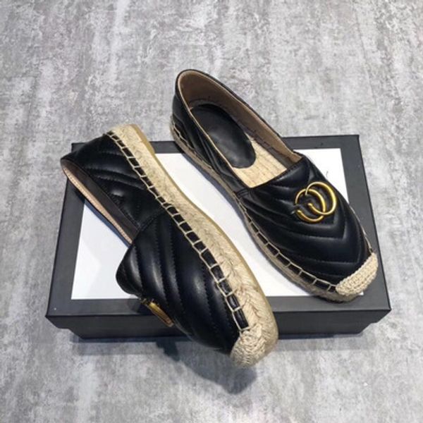 

2019 new g letter hemp rope flat fi herman ingle hoe leather toe tripe traw gra a pedal lazy half drag female leather fa hion ca ual