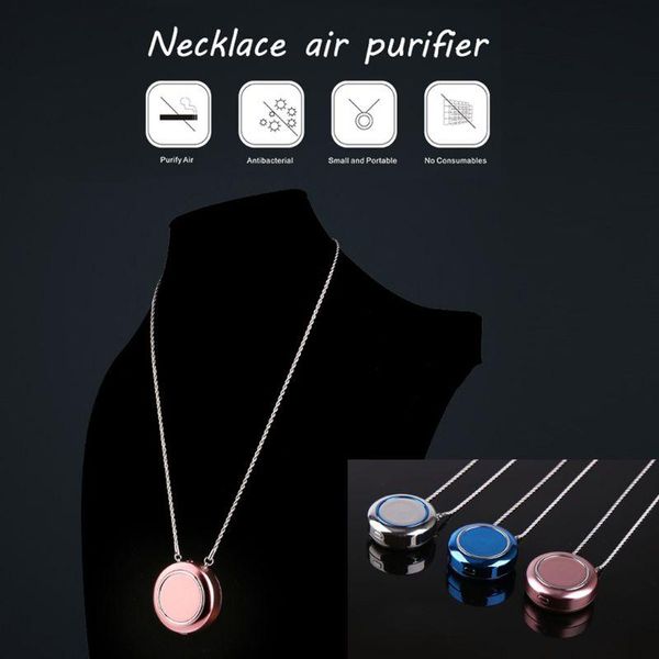 

fashion-mini portable low noise air purifier necklace negative ionizer air freshener t4md, Silver